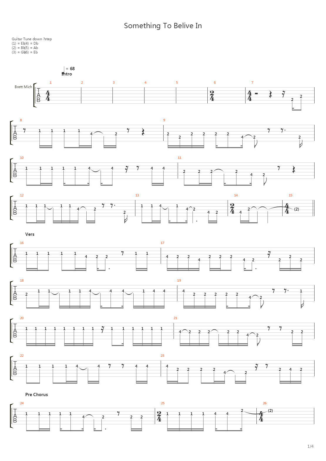 Something To Believe In吉他谱