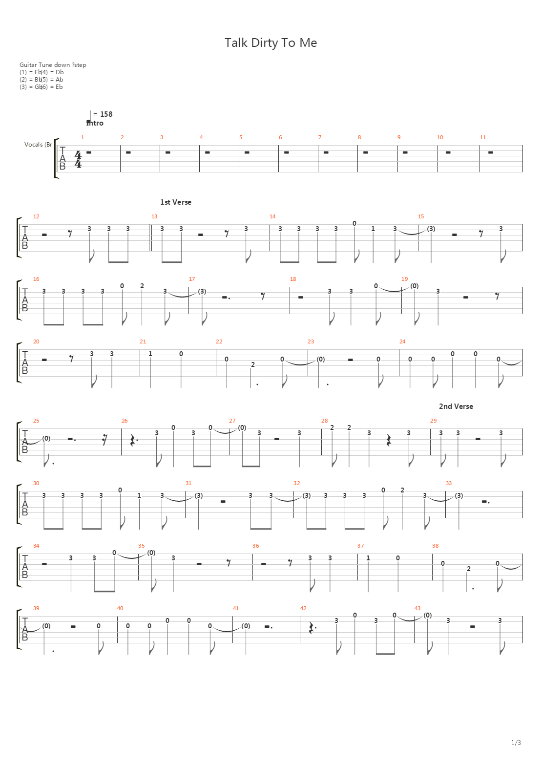 Talk Dirty To Me吉他谱