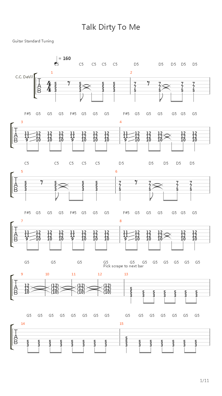 Talk Dirty To Me吉他谱