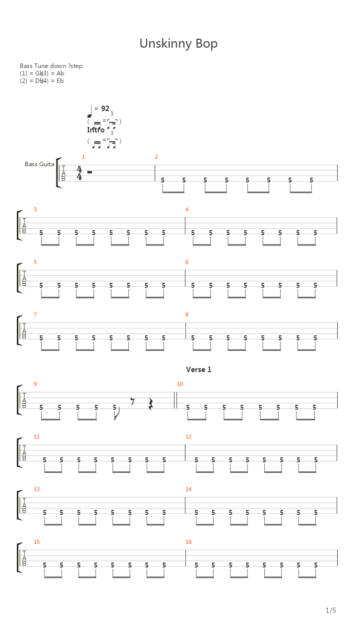 Unskinny Bop吉他谱