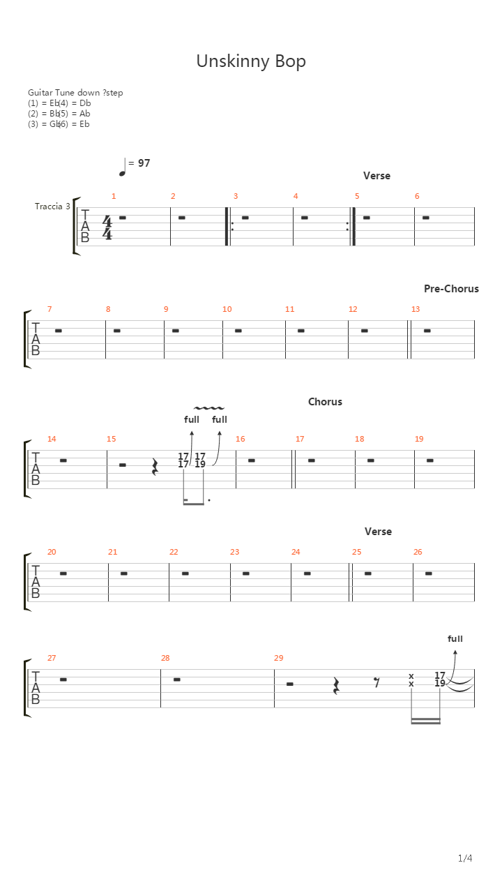 Unskinny Bop吉他谱