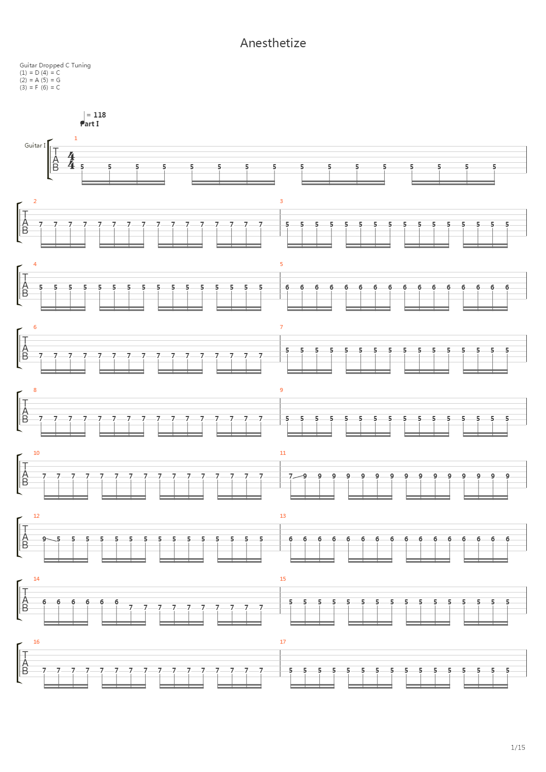 Anesthetize吉他谱