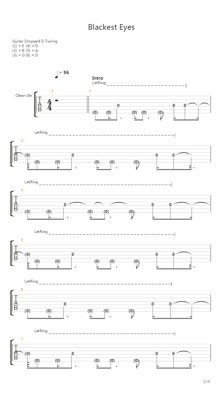 Blackest Eyes吉他谱