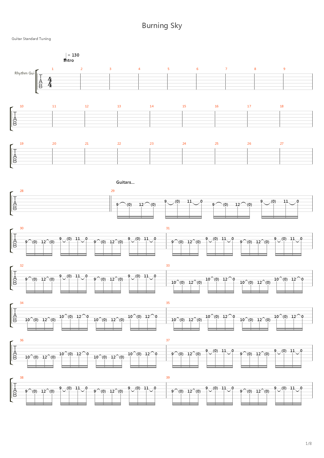 Burning Sky吉他谱