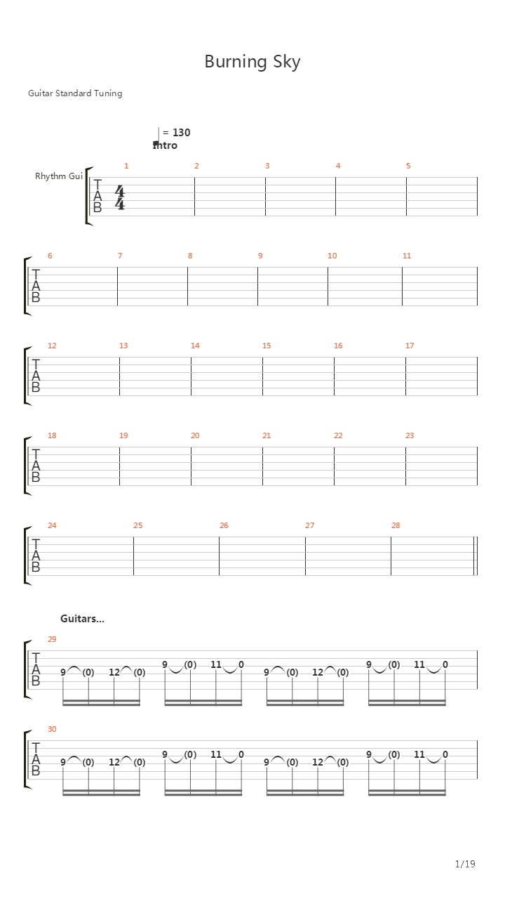 Burning Sky吉他谱