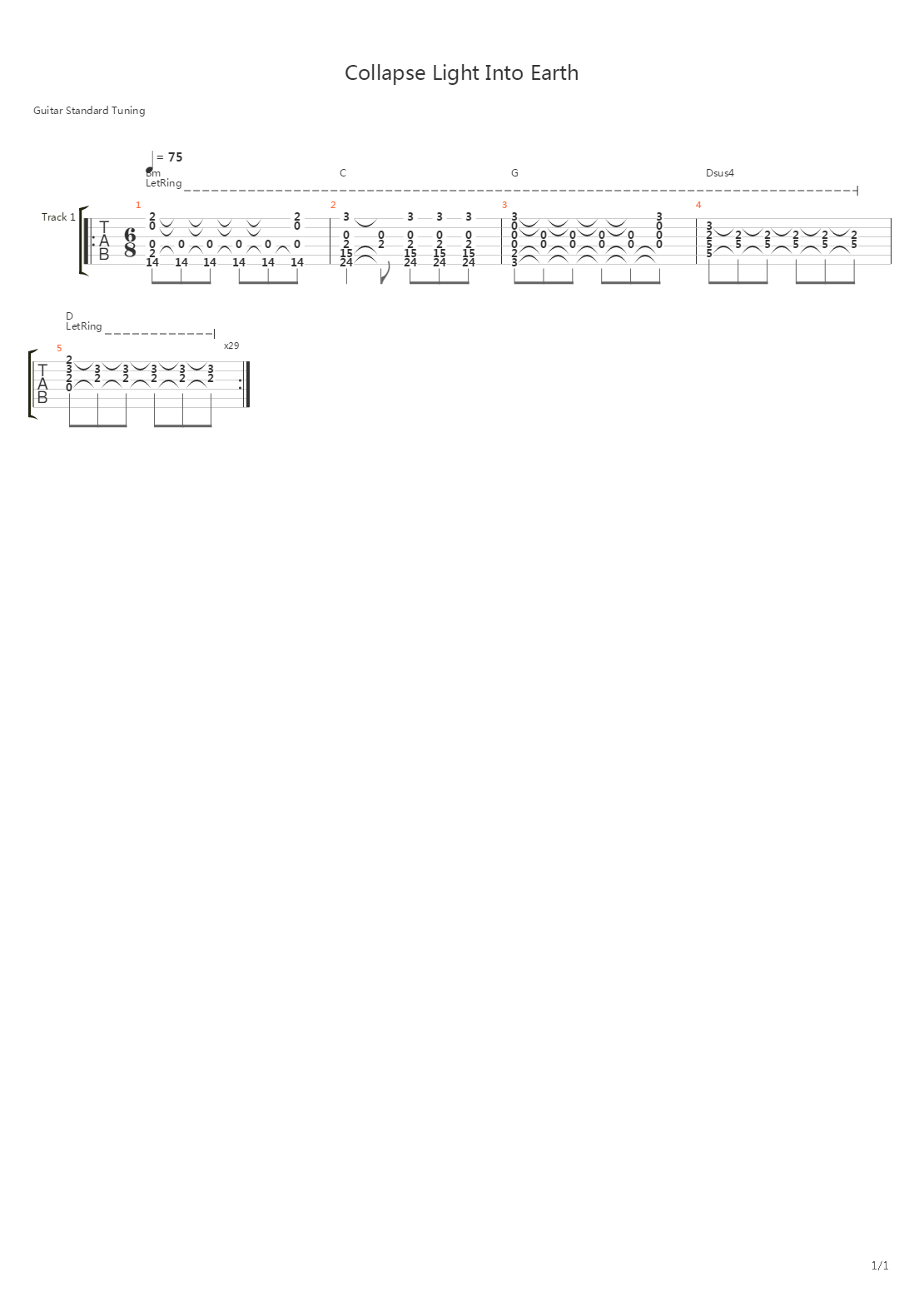 Collapse The Light Into Earth吉他谱