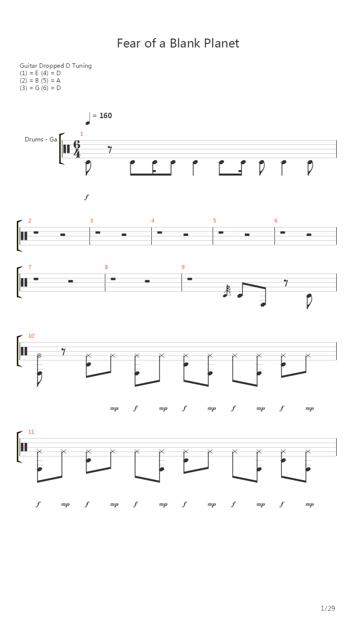Fear Of A Blank Planet吉他谱