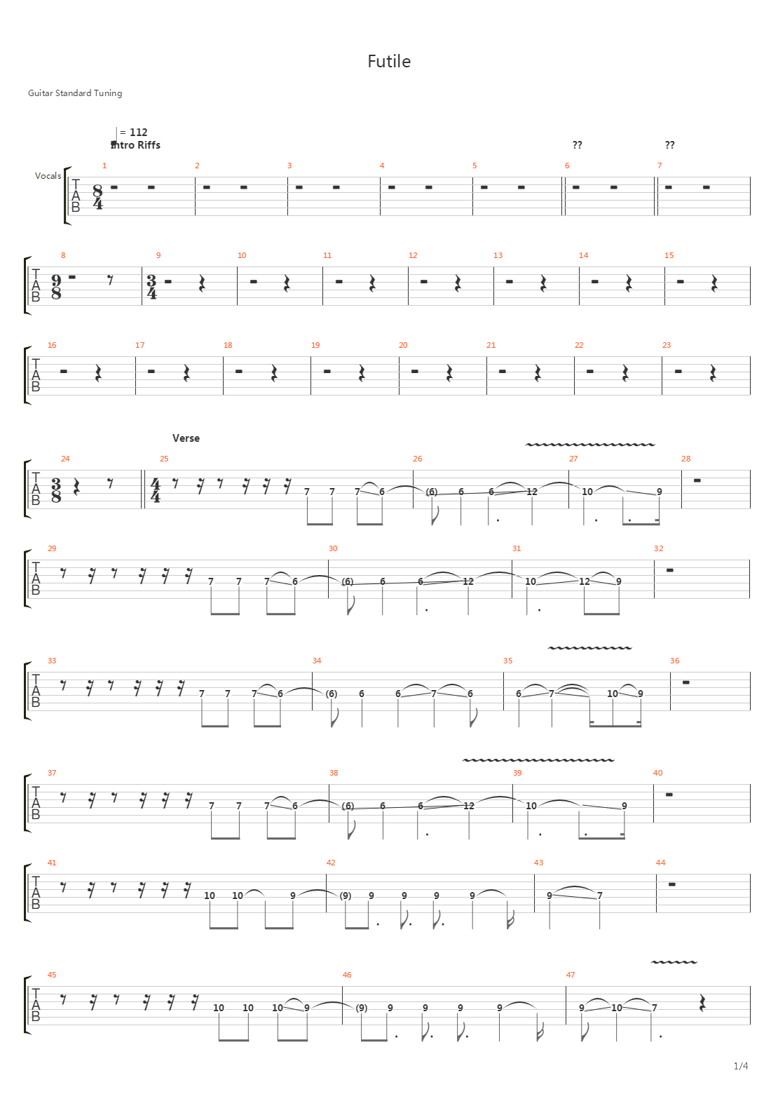 Futile吉他谱