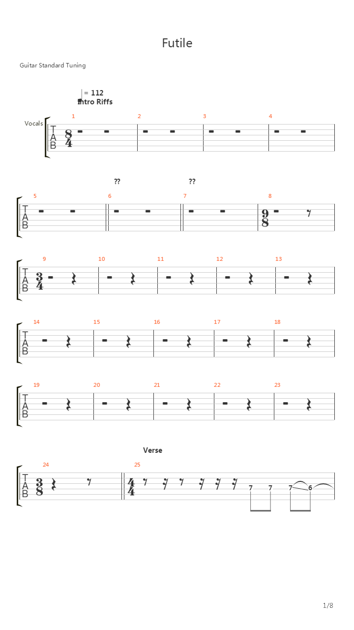 Futile吉他谱