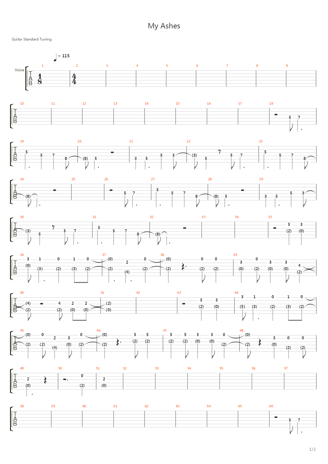My Ashes吉他谱