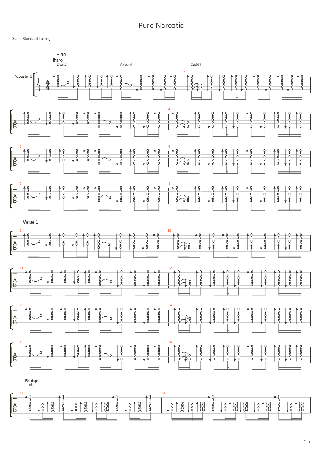 Pure Narcotic吉他谱