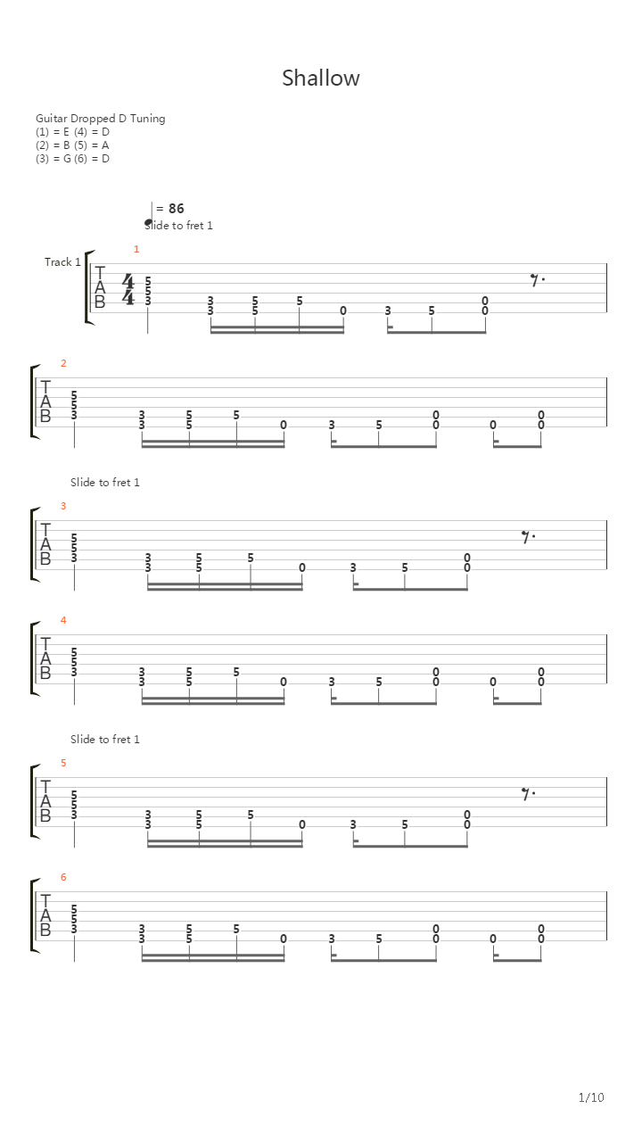 Shallow吉他谱