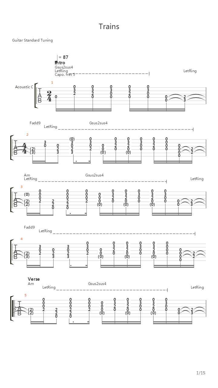 Trains吉他谱