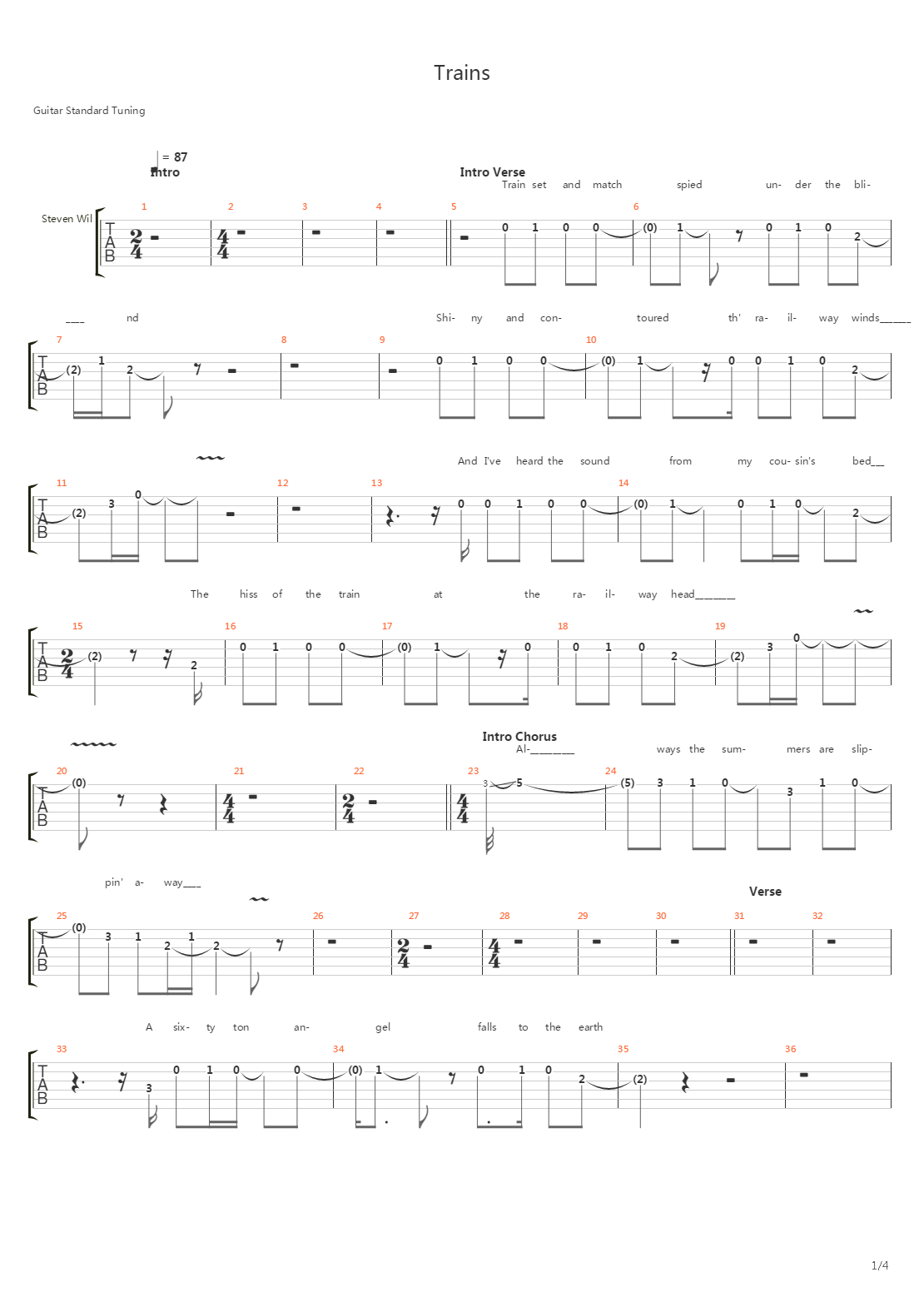 Trains吉他谱