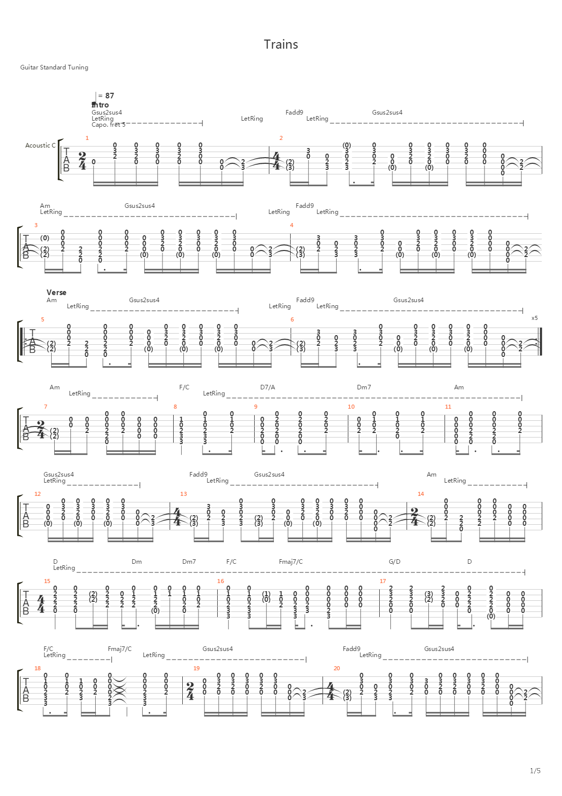 Trains吉他谱