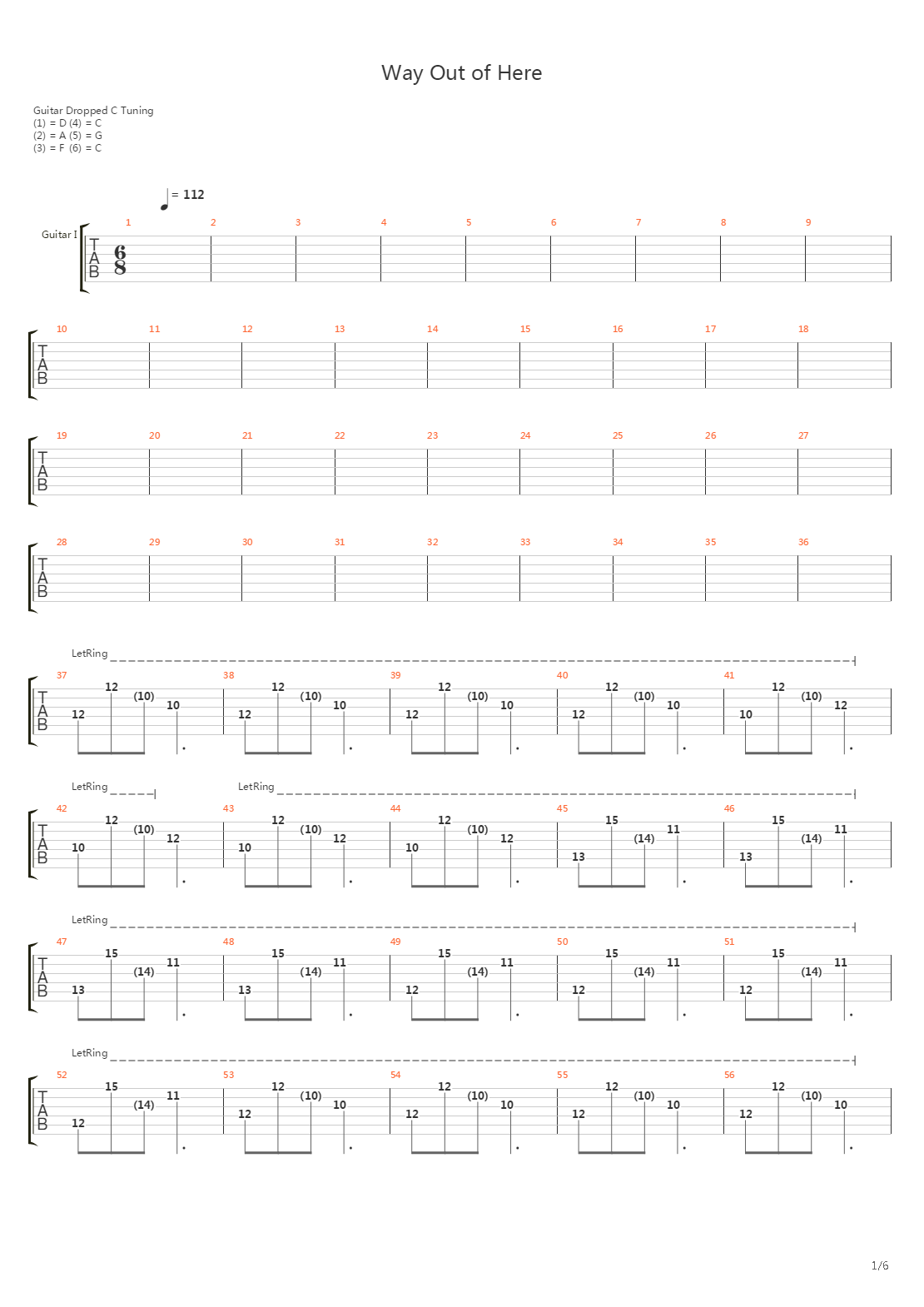Way Out Of Here吉他谱