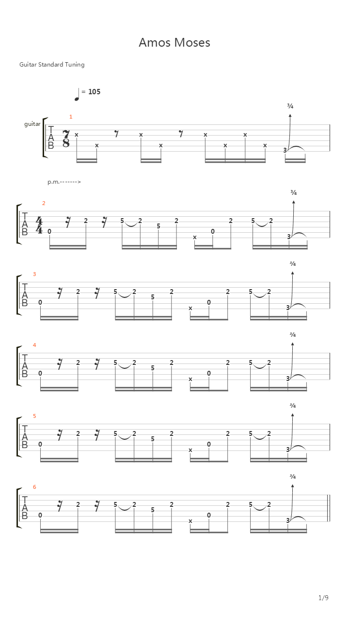 Amos Moses吉他谱
