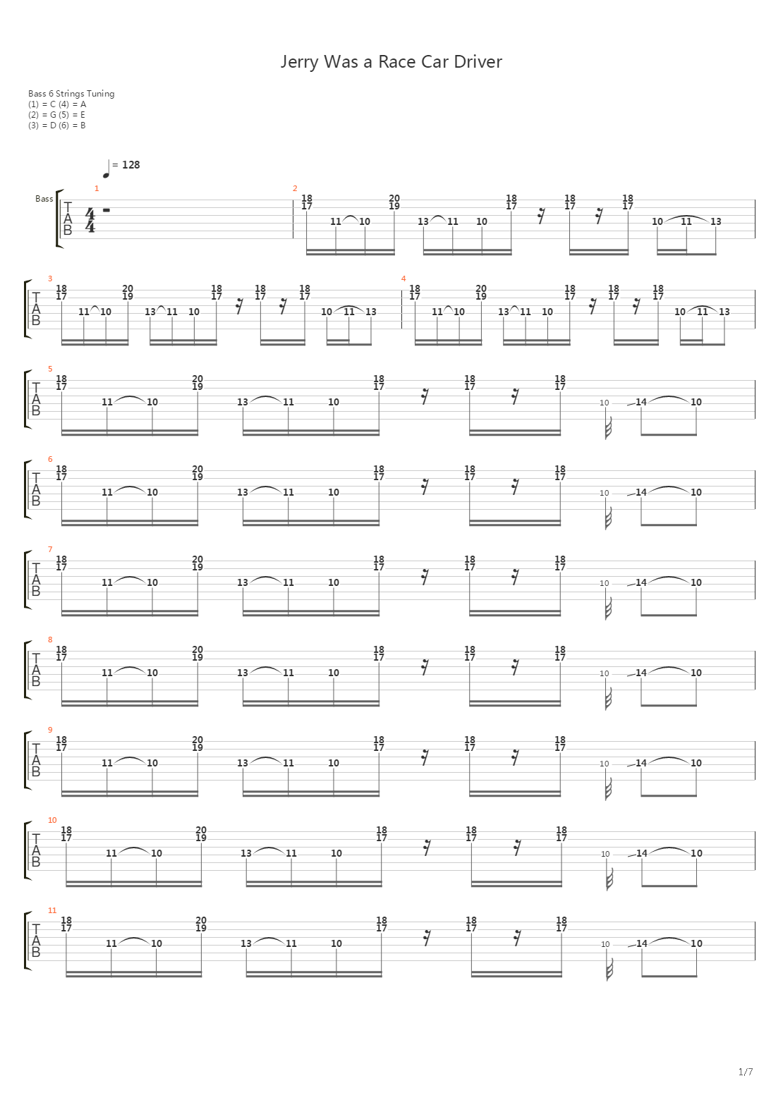 Jerry Was A Race Car Driver吉他谱