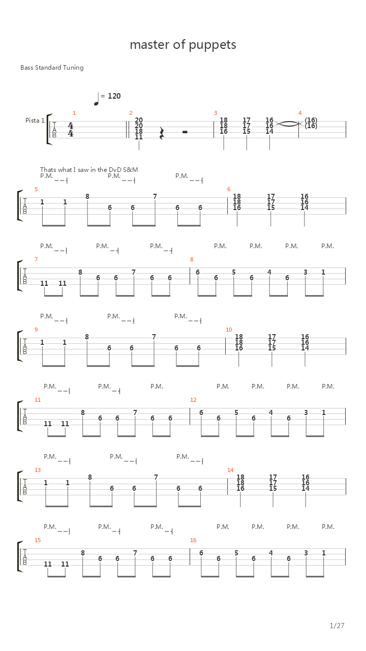 Master Of Puppets吉他谱
