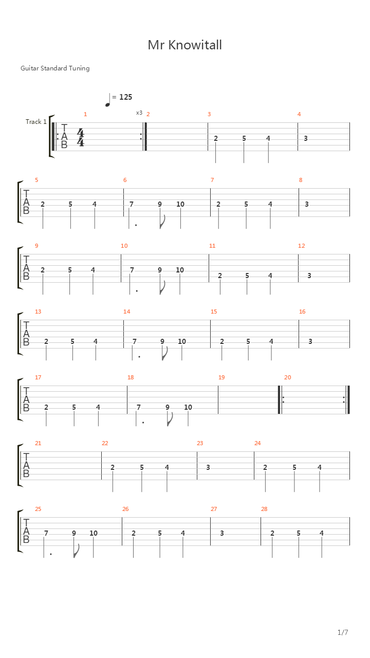 Mr Knowitall吉他谱