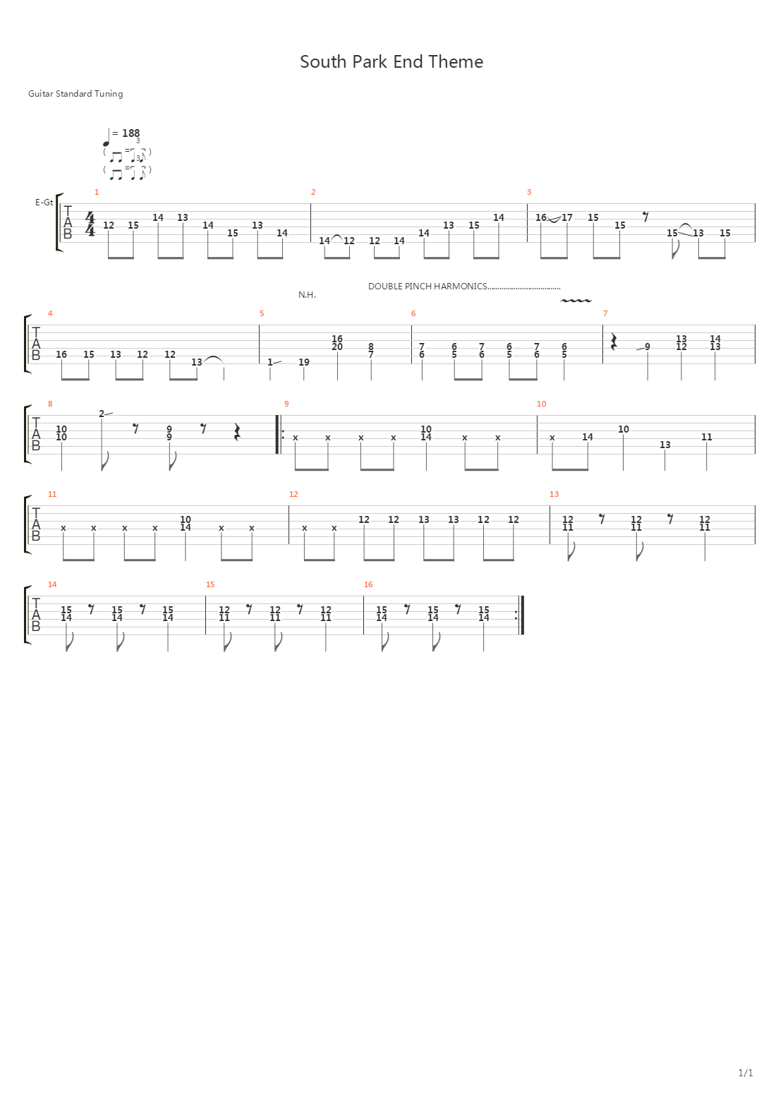South Park End Theme吉他谱