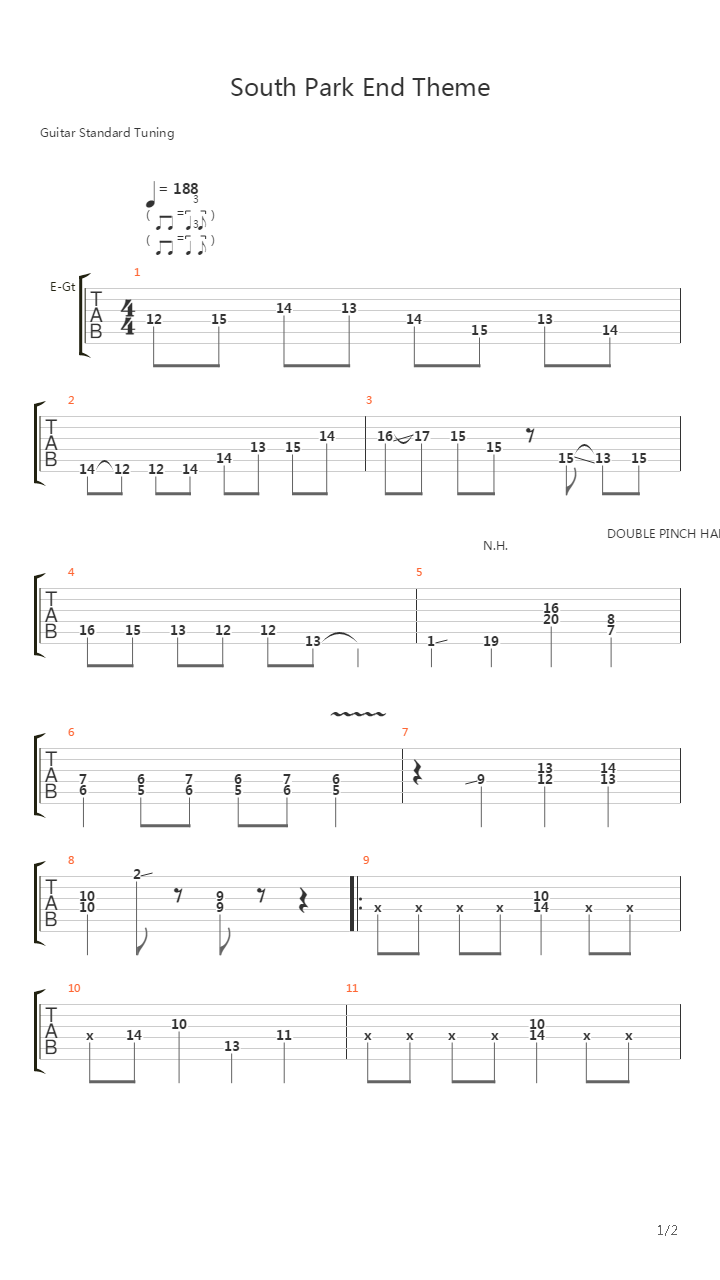 South Park End Theme吉他谱