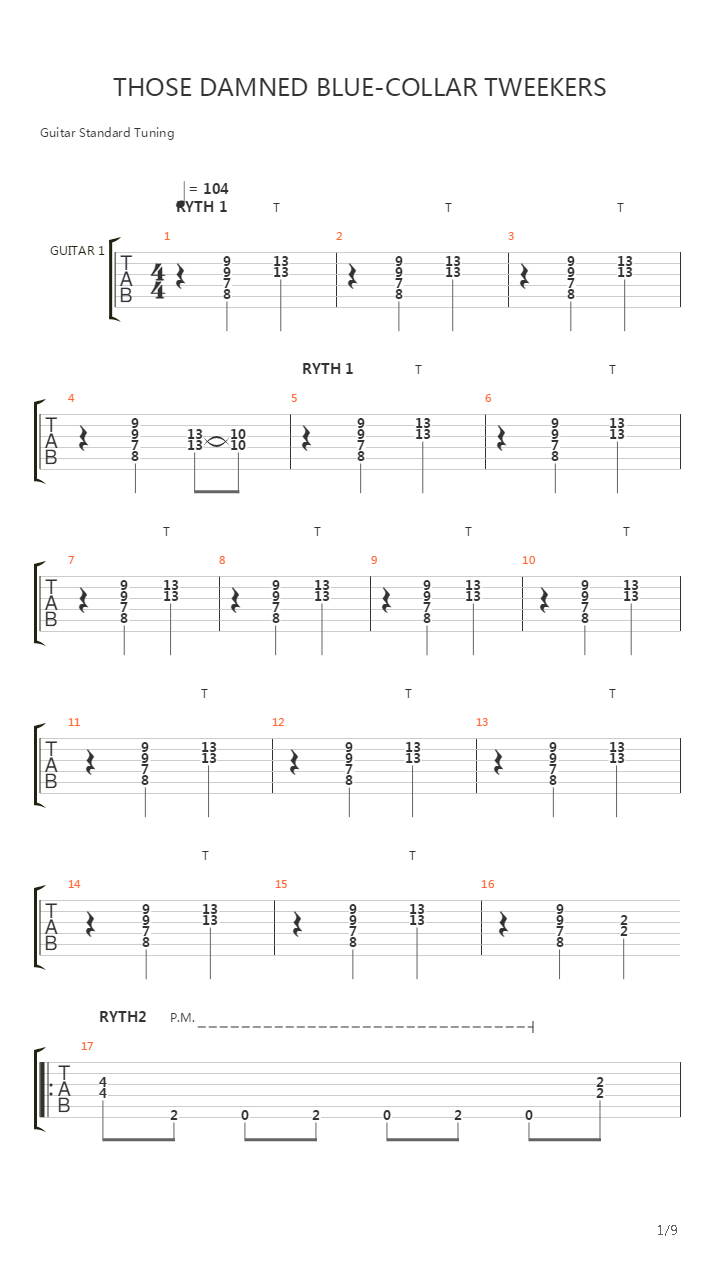Those Damned Blue Collar Tweekers吉他谱