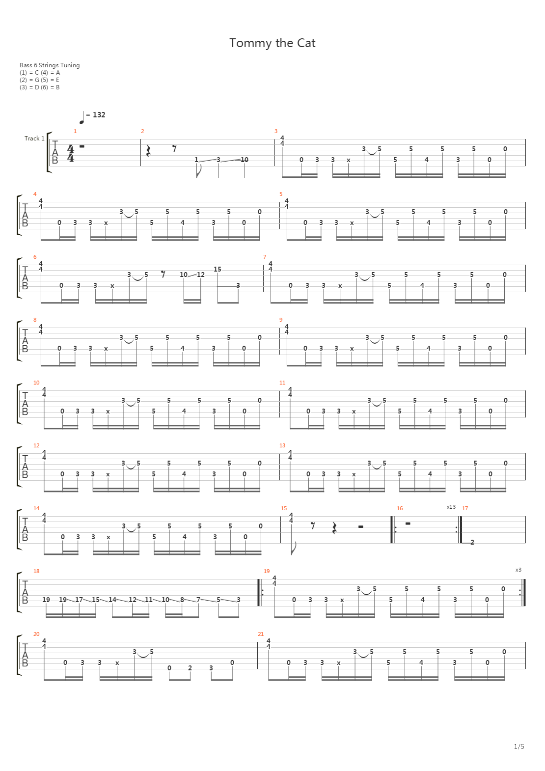 Tommy The Cat吉他谱