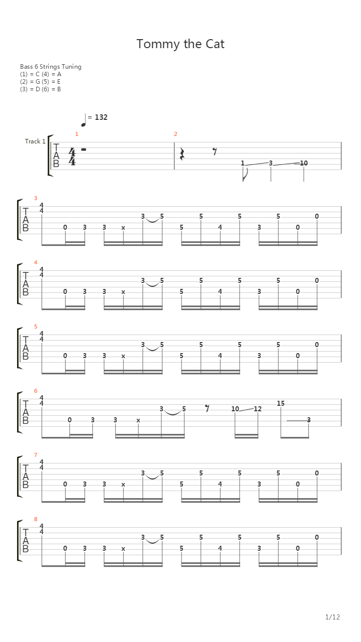 Tommy The Cat吉他谱