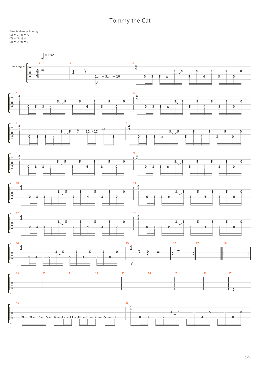 Tommy The Cat吉他谱