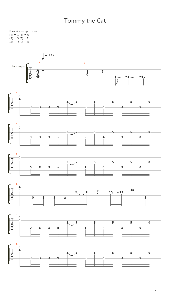 Tommy The Cat吉他谱