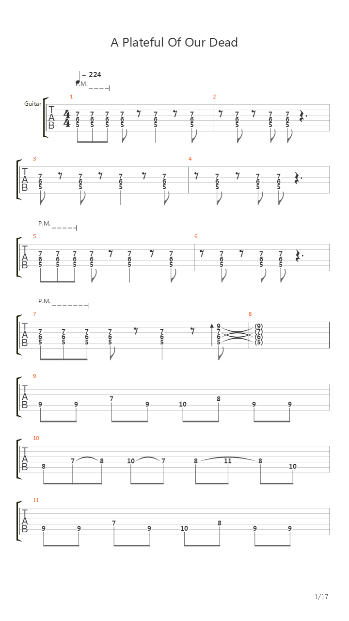 A Plateful Of Our Dead吉他谱