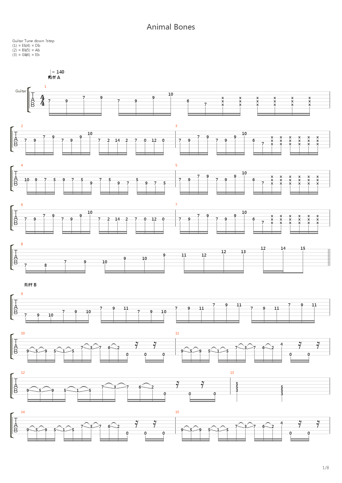 Animal Bones吉他谱