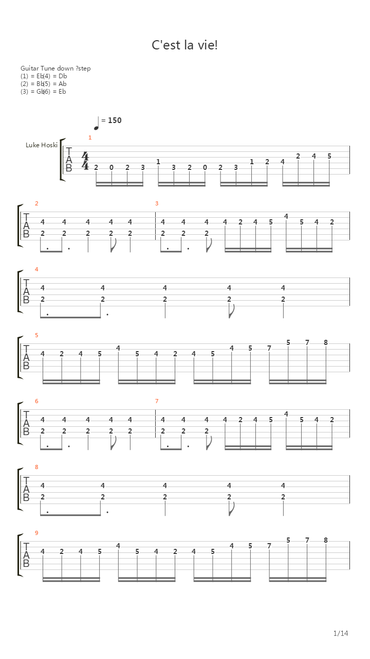 Cest La Vie吉他谱