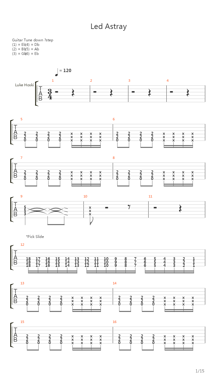 Led Astray吉他谱