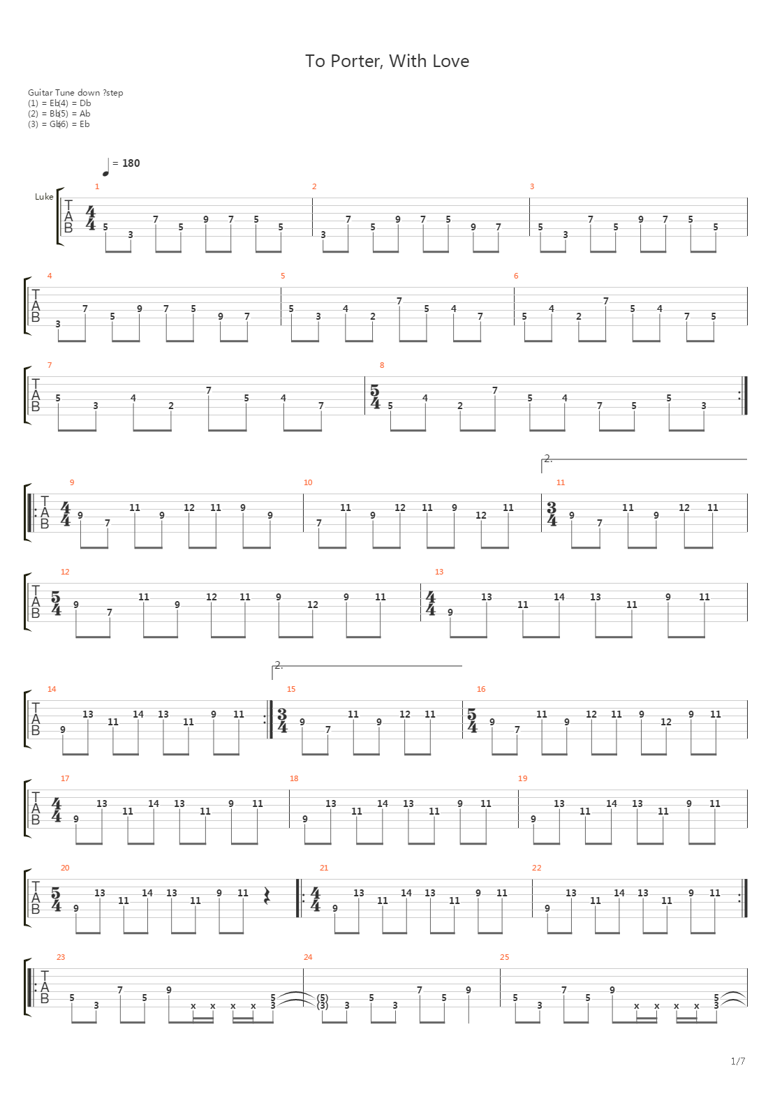 To Porter With Love吉他谱
