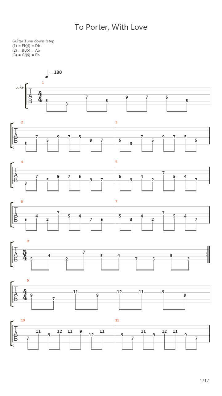 To Porter With Love吉他谱