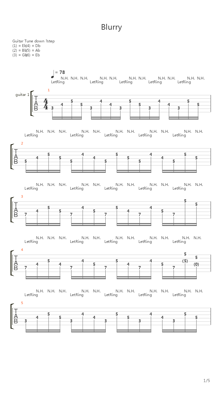 Blurry吉他谱
