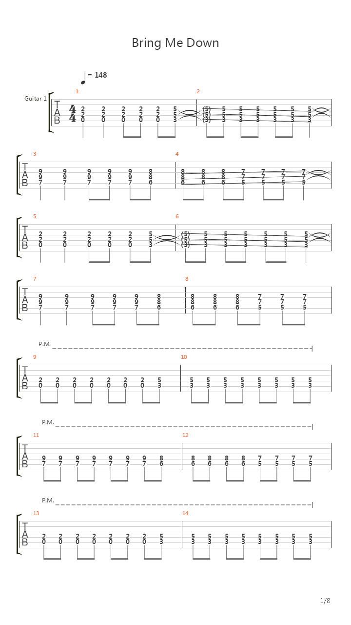 Bring Me Down吉他谱