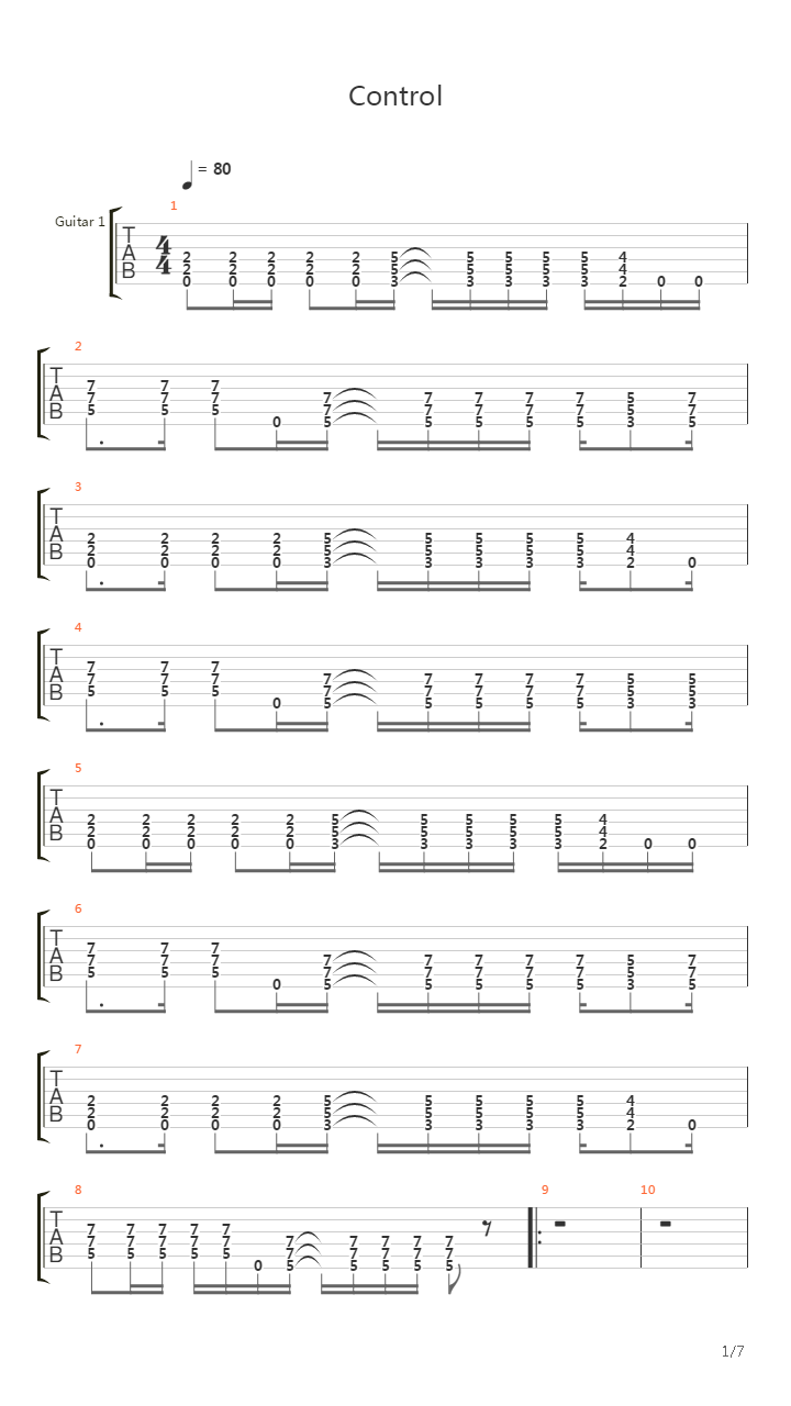Control吉他谱