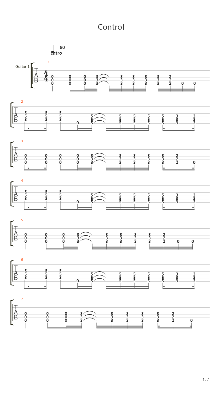 Control吉他谱