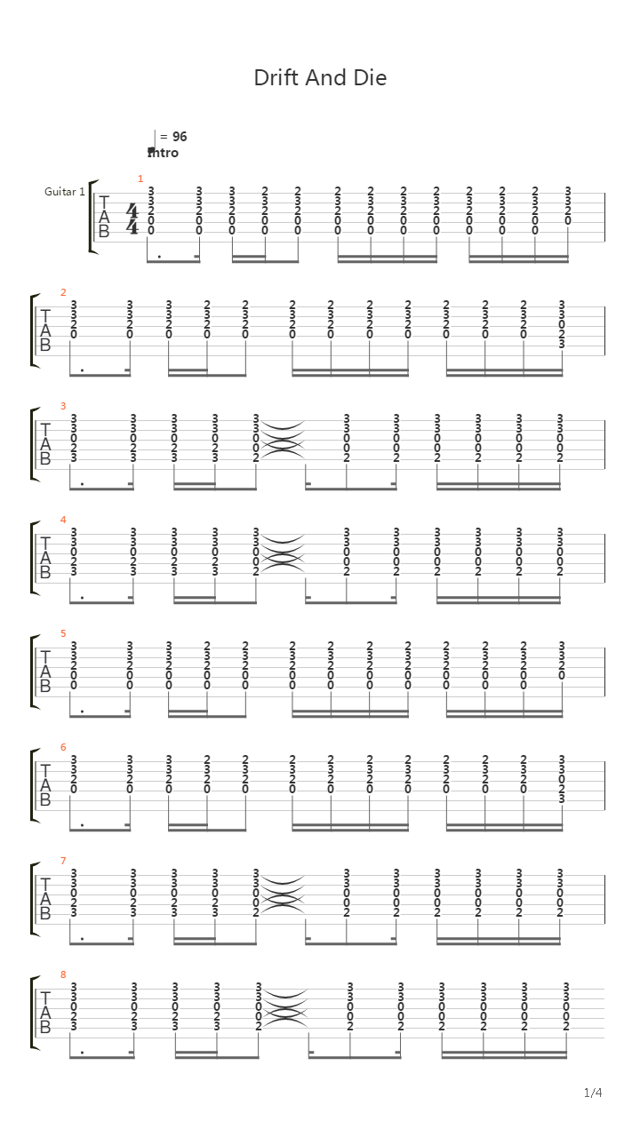 Drift And Die吉他谱