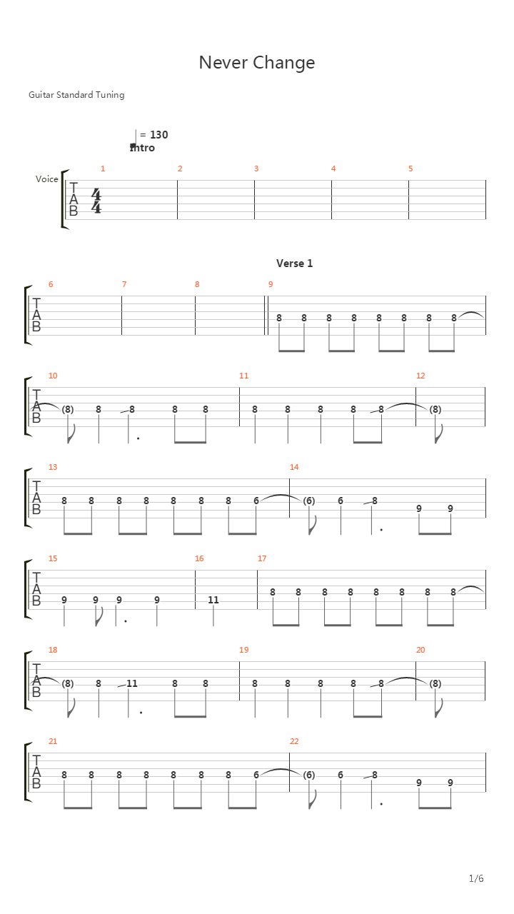 Never Change吉他谱