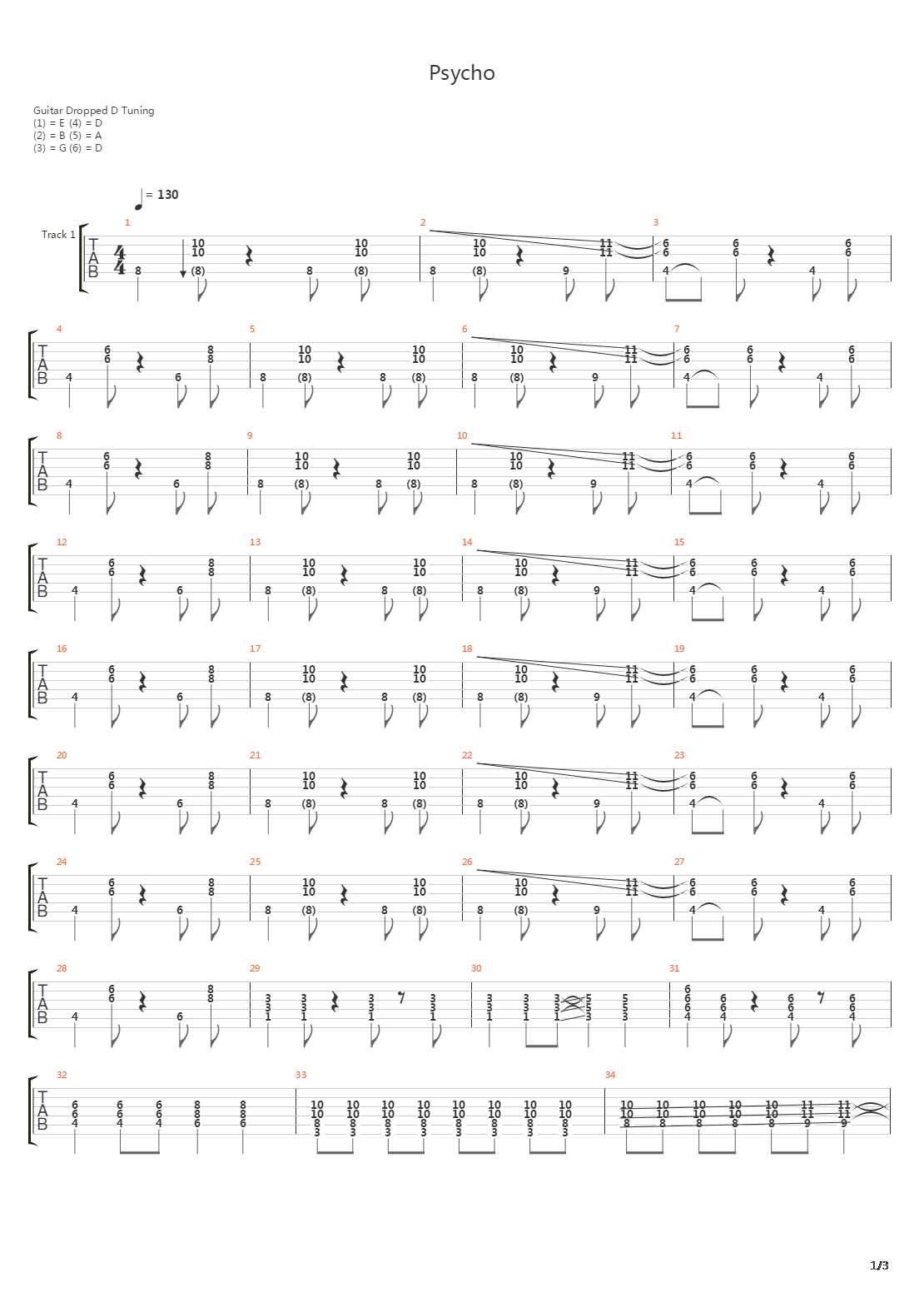 Psycho吉他谱