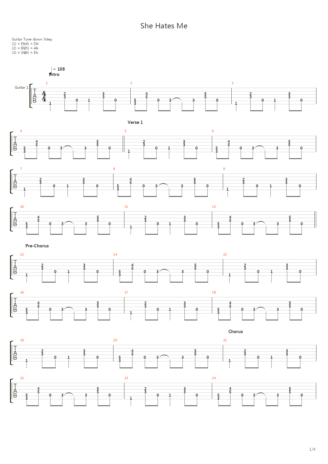 She Hates Me吉他谱