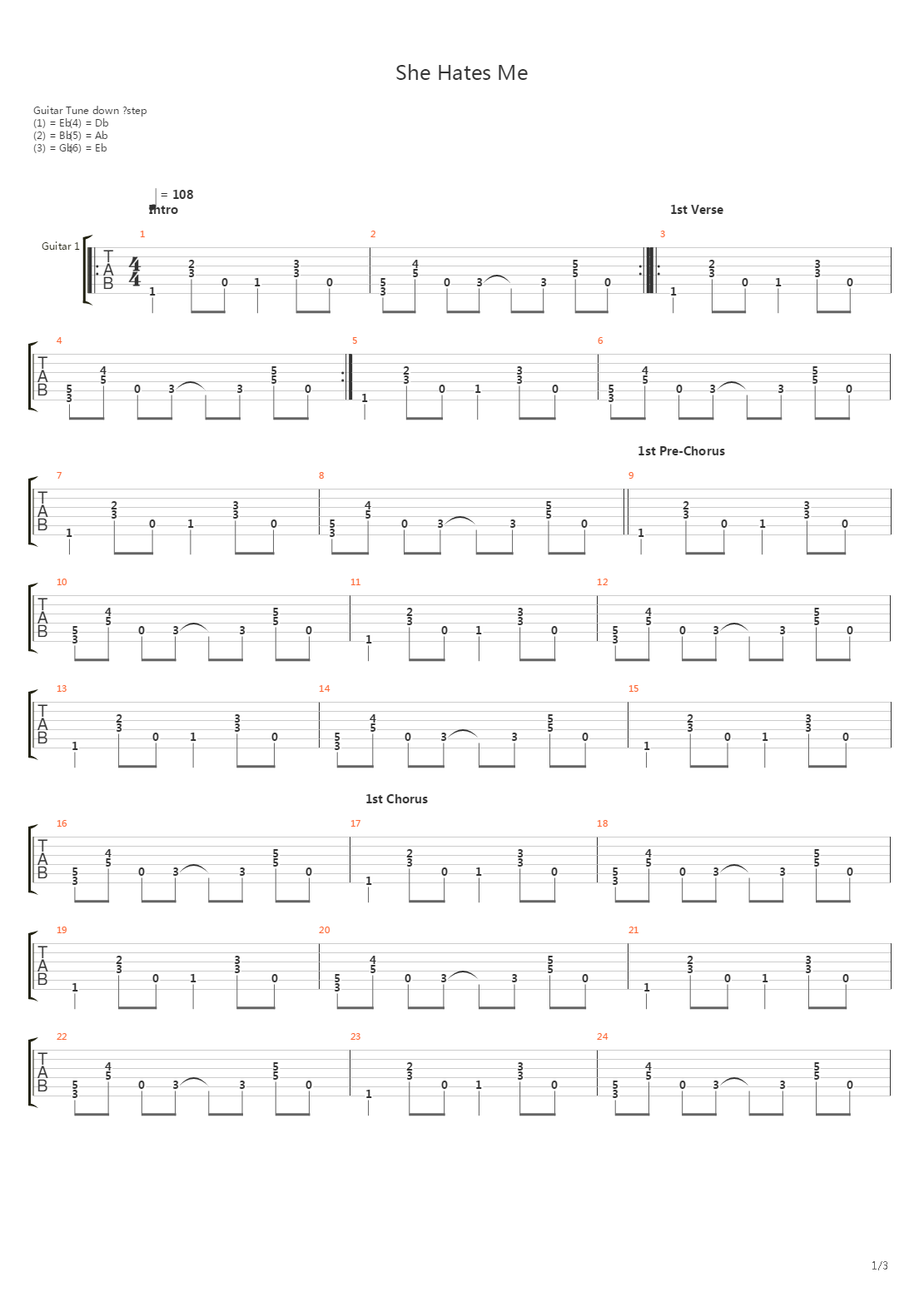 She Hates Me吉他谱