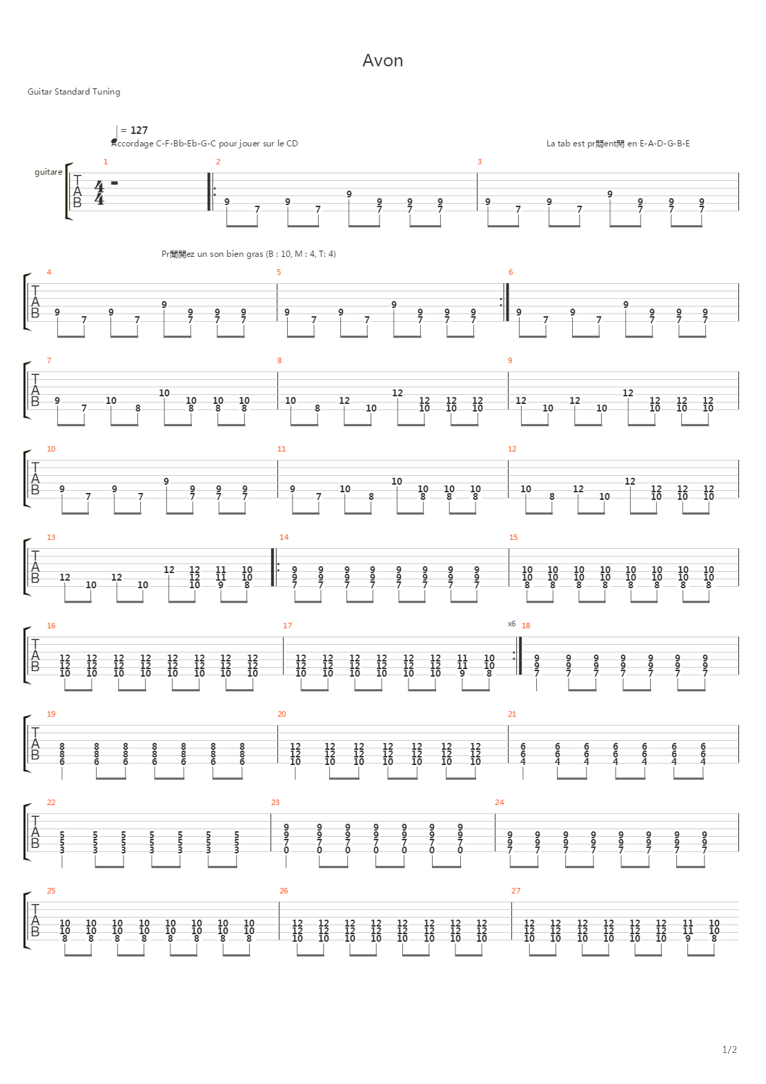 Avon吉他谱