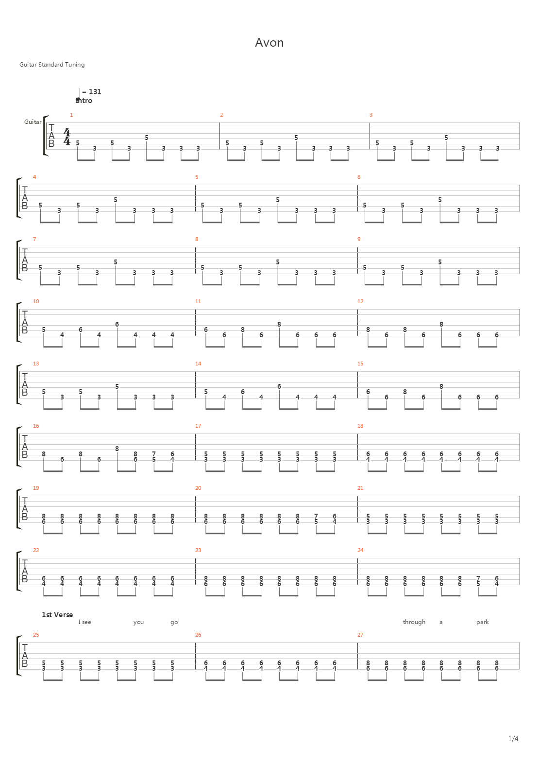 Avon吉他谱