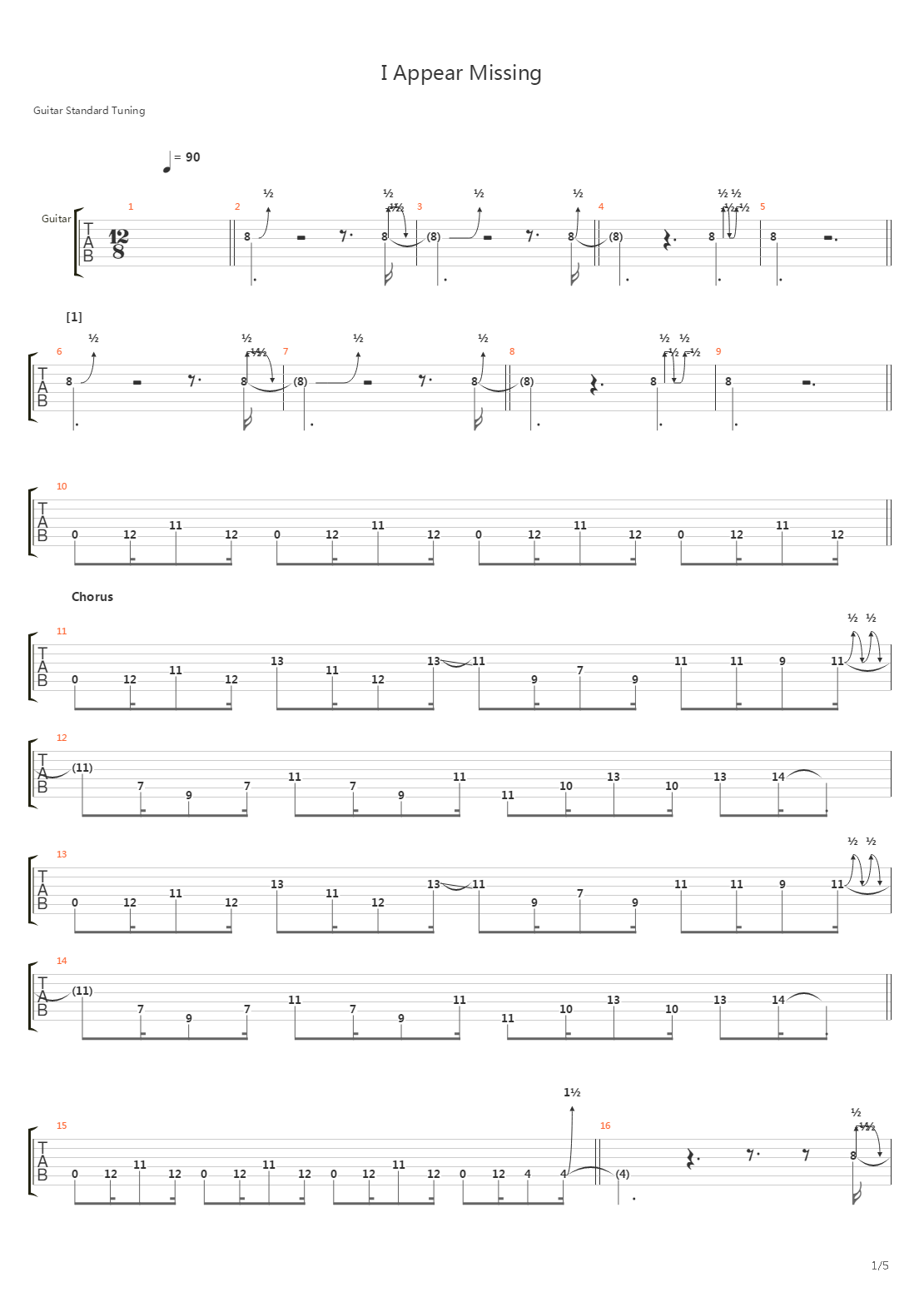 I Appear Missing吉他谱