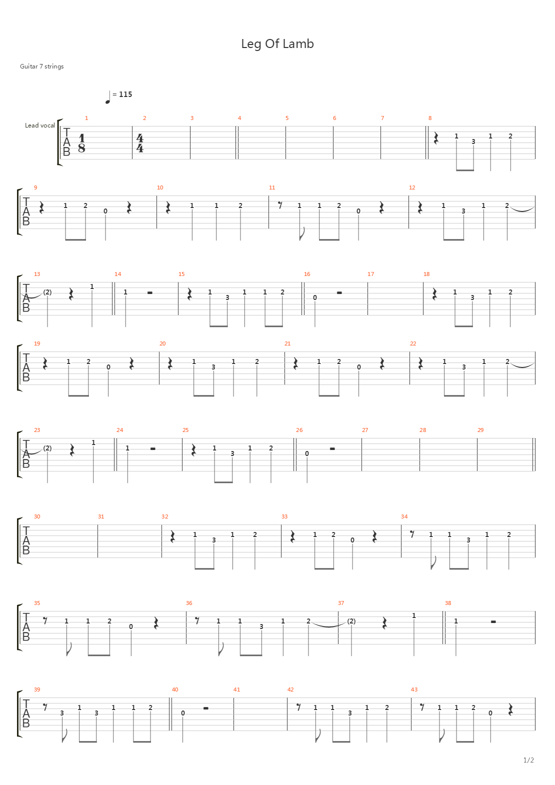 Leg Of Lamb吉他谱